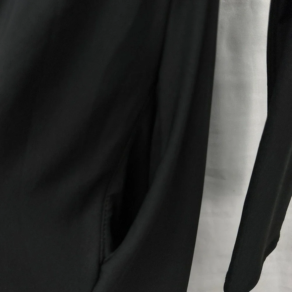 24seven‎ Comfort Apparel Maxi V Neck Long Sleeve Leg Slit Black Dress Pockets